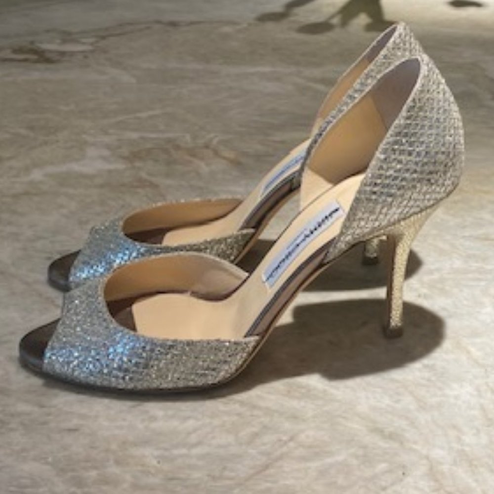 Jimmy Choo silver sequin heels